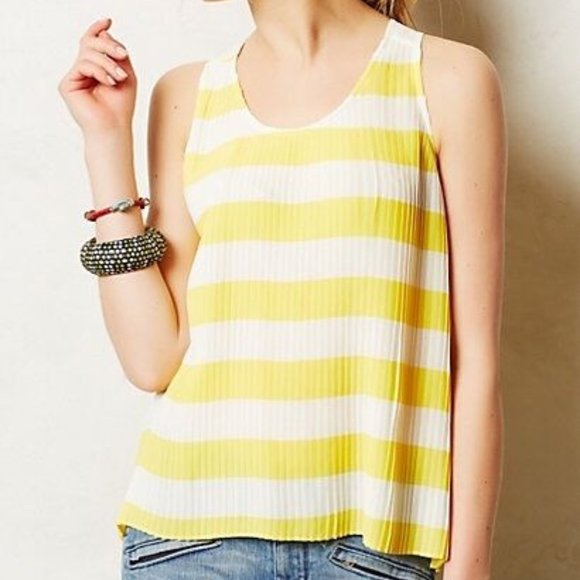 Maeve Tops - Anthropologie Maeve Striped Pleated Tank Top Sz. 2